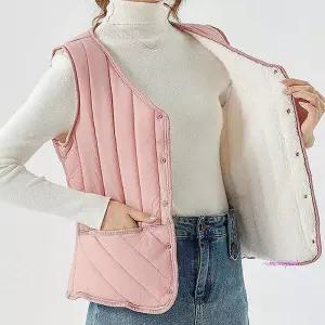 패턴포인트 패딩조끼 브이넥 똑딱이단추 겨울 털안감ssu777