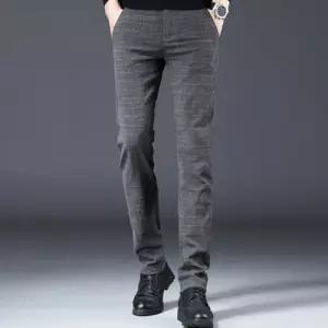 남성 데일리 정장 팬츠 심플 체크 패턴 일자 슬랙스