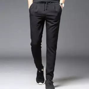 시원한 허리밴딩 끈조절 바지 남성 베이직 일자 팬츠