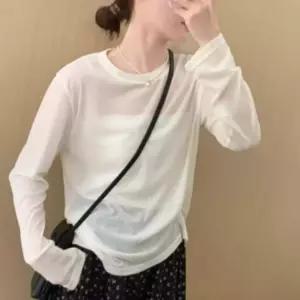 긴팔티 루즈핏 레이어드 여성 베이직 시스루 이너 소프트클래식 슬리밍 티