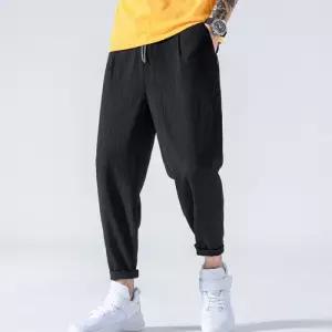 베이직 스타일 롤업 7부 밴딩 배기 남성 일자 바지