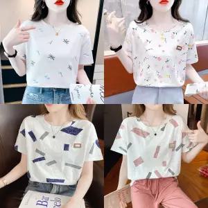 다양한 무늬 입체 패턴 유닉 루즈핏 여성 반팔 티셔츠