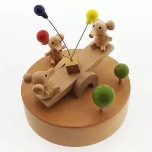 원목 오르골 시소 타는 시소 코끼리 가족