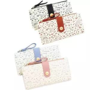 일본식 귀여운 고양이 여성용 지퍼 장지갑