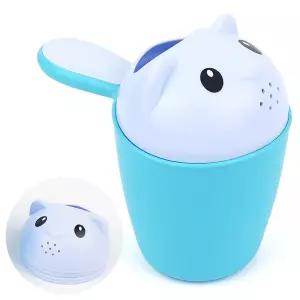 뚜껑달린 목욕 바가지 블루 아기 손잡이 물조리개 유아목욕바가지 바가지