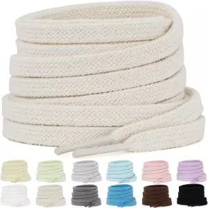 푸잠 2켤레 플랫 코튼 신발끈 운동화용 5/16인치 더블 레이어