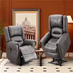 CDCASA 듀얼 모터 레이 플랫 트 의자 리클라이너 마사지 및 온열 통기성 가죽 무한 위치 대형 수면 전동 2