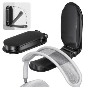 ITRAMAX 벽걸이 헤드폰 행거, 책상 아래 접착 헤드셋 홀더, 2팩 마그네틱 모니터 스탠드 후크, 접이식 스티커 PC 게이밍 이어폰 클램프 에어팟 맥스, 하이퍼X, XBOX용 - 블랙