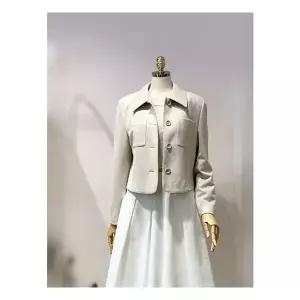 올리브데올리브 (OH5SJ1690) 카라 배색 스웨이드 크롭 자켓