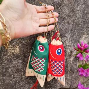 액막이 잉어 오색실 부적 소금 파우치 복주머니