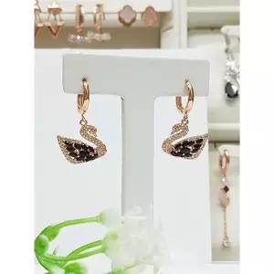 [하프클럽/로뎀 주얼리]로뎀 세이브존05 Premium 스와로브스키 블랙 스톤 핑크 백조 귀걸이 SZRD2110261