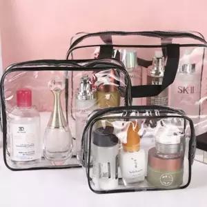 투명 pvc 화장품 여행 보관 파우치 휴대용 세면도구 중형 지퍼형 방수 비치가방
