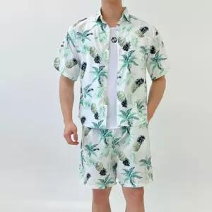 셔츠 반바지 세트 반팔 하와이안 남성 바캉스 비치룩 yeH2+6peE