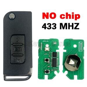 키채널 1개 3버튼 자동차 키 리모컨 애프터마켓 433MHz 플립 FOB (인도 마힌드라 교체용 칩 없음)