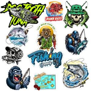 낚시 스티커 바닷물 미끼 항해 보트 데칼, 태클 박스 쿨러 수하물 낚시꾼 선물용 방수 비닐, 50 개