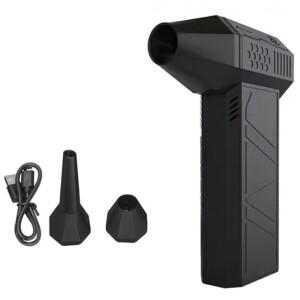 N96R 자동차 및 가정용 제설 미니 휴대용 터보 블로워 130,000 RPM 터보 (2개 노즐 포함) 블랙