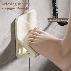 1개 무타공 샤워 발받침대-헤비듀티 모던 화이트&블랙 벽걸이형 욕실 스툴 인체공학적 다리 디자인 공간 절