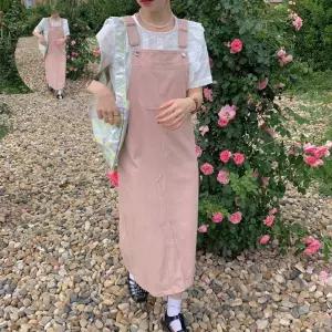 (제스트)원피스 기장조절 멜빵 여유핏 뒷트임 캐주얼룩 아래