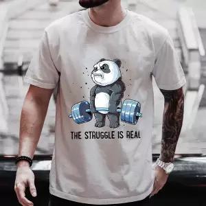 권투 복싱 mma ufc 체육관 스포츠 격투기 티 셔츠 Struggle Is Real Panda 역도 그래픽 티셔츠 남성 의류