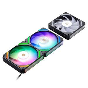 [미국배송] LTC CF-121D 120MM PC 케이스 팬 데이지 체인 연결 5V 3핀 ARGB 조명 4핀 PWM 라디에이터/컴퓨터 냉각용 120X120X25MM 3팩 블랙