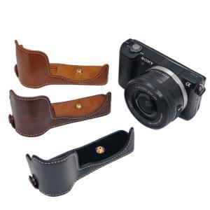 카메라 가죽 하프 케이스소니 A5100 카메라 케이스 보호 쉘용 PU 가죽 하프 바디 커버