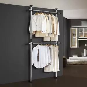 행거 옷장 옷걸이 인테리어 스탠드 수납 튼튼한헹거 철제 조립 2단 고정식 2001호