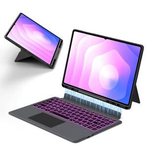 14.6인치 삼성 갤럭시탭 S11 울트라 / S10 S9 S8 울트라용 키 키보드 케이스: 원클릭 DEX 모드 7가지 색상 백라이트 스마트 터치패드가 있는 탈착식 초박형 자동 슬립 웨이크 케이스