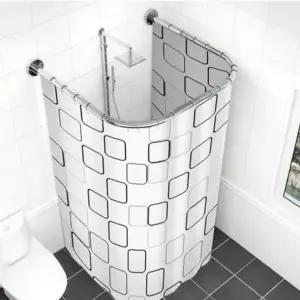 욕실 샤워커튼봉 ㄷ자 코너 곡선봉 110cm 실버