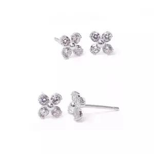 silver725 큐빅 한송이 꽃 925실버 귀걸이