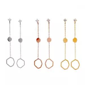 육각 체인 롱 드롭 써지컬 귀걸이 eps6642