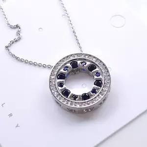 서클 사파이어 블루 롱 목걸이 3095