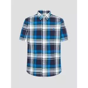 빈폴 남방 마드라스 체크 반소매 셔츠 - 블루 (BC5565C32P)