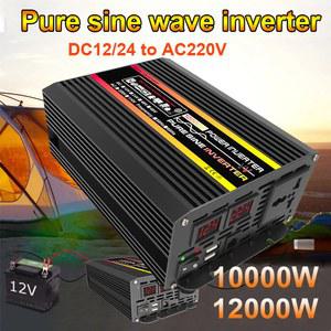 10000W 12000W DC12V 24V AC 220V 순수 정현파 인버터 LED 디스플레이 차량용 인버터 변환기 전압 변압기 (리모컨 포함)