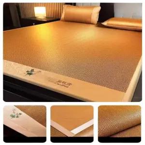 여름 대나무매트 침대 돗자리 쿨 등나무 커버 매트 싱글 라탄 매트 비스킷 꽃 통기성 시원