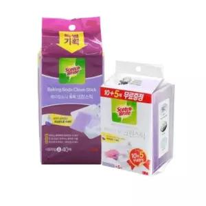 3M 스카치브라이트 욕실청소 수세미 베이킹소다 크린스틱 시트 일반형 15매+소형 40매