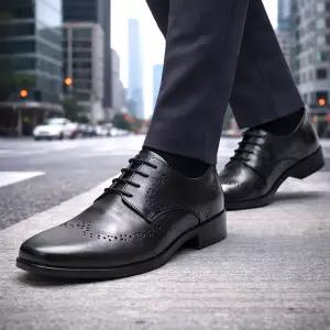 [브랜슈] MS-L203 프리미엄 수제화 가죽 남성구두 굽4cm 정장화 예식구두 면접 직장인 245~305mm