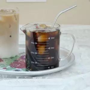 내열유리 비커컵 350mL 본품 1개 유리컵 비커컵 내열비커컵 눈금유리컵