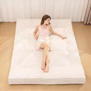 일본식 바닥 매트리스 4인치 두꺼운 이불 트윈 사이즈 수면 패드 코듀로이 접이식 다다미 매트 롤업 객실