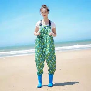 해루질 갯벌체험 갯바위낚시용 패션 바지 물장화 허리 전신 입는 멜빵 웨이
