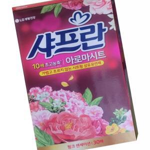 [2개구성] 샤프란 아로마시트 농축섬유유연제 핑크센세이션 30매 섬유냄새탈취제 의류유연제 섬유향 AQWBFBF2A