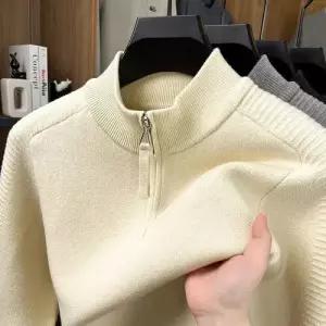 남성 니트 울 가을 캐주얼 집업 반 빅사이즈 솔리드 하이넥 MODU3