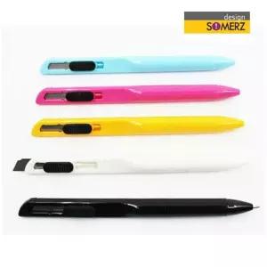 디자인소머즈 컬러 커터 펜 4P 볼펜 칼 다이어리 필 Fwv3+8WbR