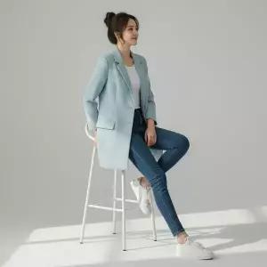 여자 폴리스판 싱글버튼 간절기 롱자켓