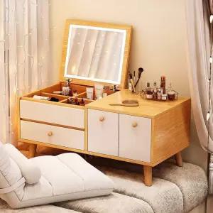 원목  화장대 좌식 화장품 수납장 소형 테이블 낮은 거울