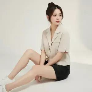 여자 반소매 탱크 면원단 트렌디 일상룩 쿨링 SS 카라 자켓