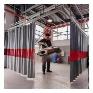 용접 커튼 칸막이 스크린, 고강도 내화 용접 장벽 - 시야 창 , 산업용, 작업장용, 커터 회색-1mm, 6x2 5m / 19 7x8 2ft