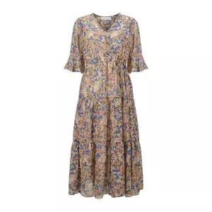 [오조크][오조크(OZOC)] 플라워 브이넥 쉬폰 원피스 (택가격 99000원)