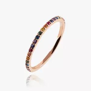[엘렌쥬얼리]14K 18K 레인보우 큐빅 슬림 라인 미스 링 금 반지