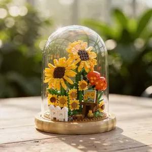 [키움하우스]YKO 썬플라워 돔 558피스 해바라기 꽃 미니블록 취미 나노블럭 조립 피규어 장식품 인테리어