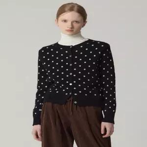 [오조크][오조크(OZOC)] 도트패턴 라운드넥 가디건 (택가격 68000원)